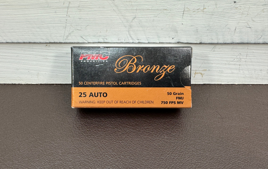 25 Auto PMC Bronze 50gr FMJ 50 Round Box