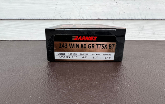 243 WIN Barnes 80gr Tipped TSX BT 20 Round Box