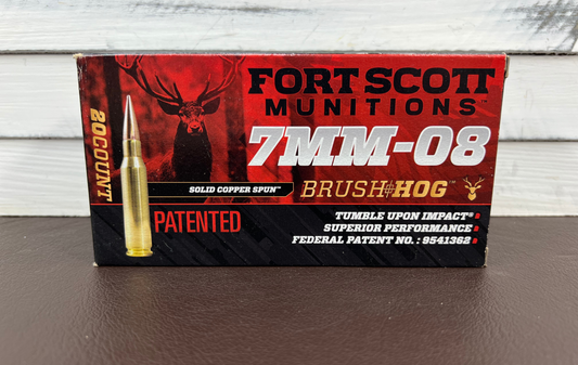 7mm-08 Fort Scott Munitions 120gr Solid Copper Spun Tumble Upon Impact 20 Round Box