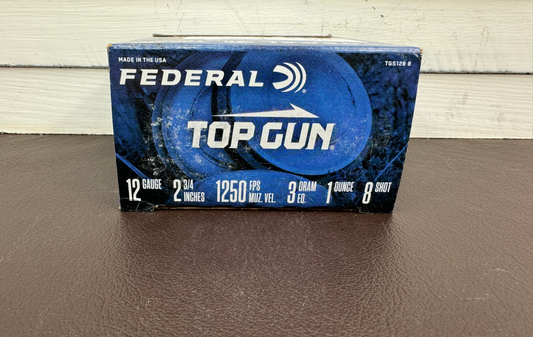 12ga Federal Top Gun 2.75" 1250fps 8 Shot 25 Round Box