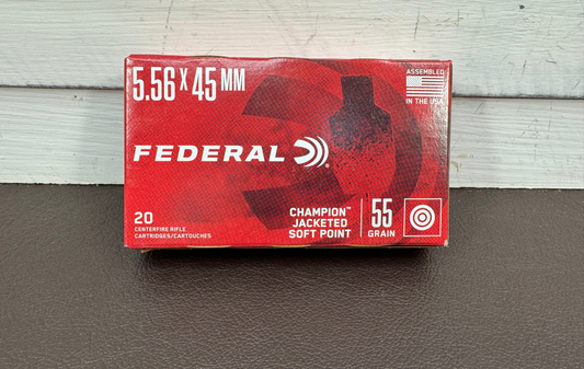 5.56x45mm Federal 55gr Champion Jacketed Soft Point 20 Round box