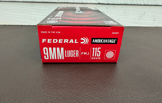 9MM Federal American Eagle 115gr FMJ 50 Round Box